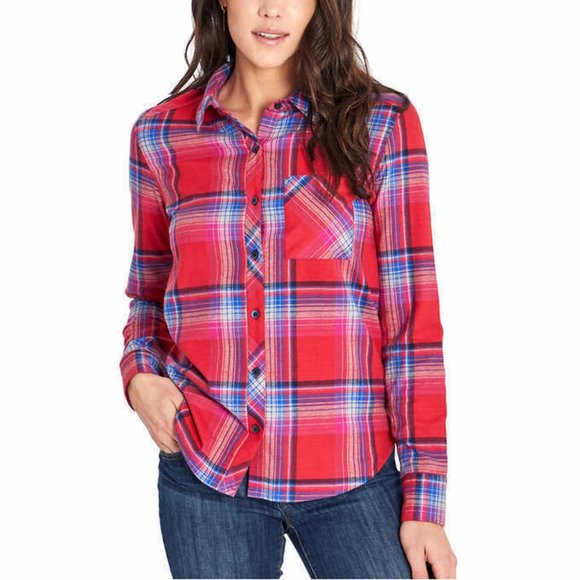 Orvis Tops - Orvis Womens Stretch Flannel Button Down Shirt Red